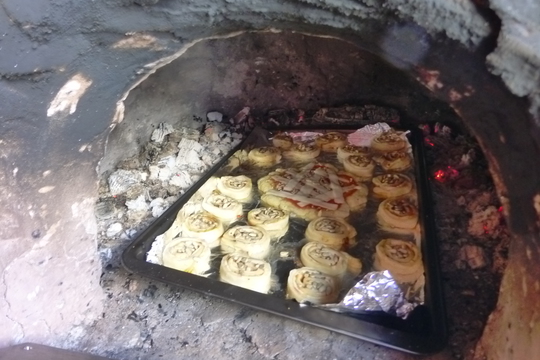 Berušky pekly v zahradní peci tyčinky a šneky 1