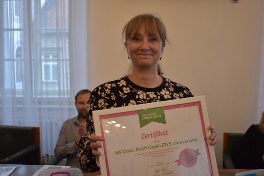 Slavnostní předávání bronzového certifikátu MŠ Alergo na radnici v Žatci 1