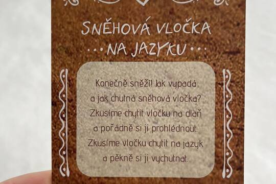 Sovičky z MŠ Dukelských hrdinů - Adventní kartičky Sněhová vločka na jazyku 1