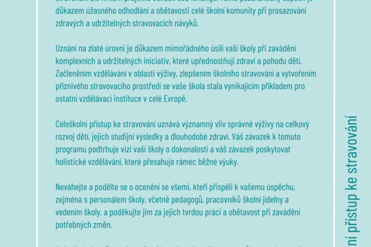 Zlatý certifikát pro naší školku!  1