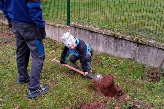 Sázení stromů na školní přírodní zahradě 1