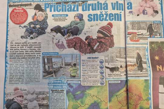 První sníh - článek v novinách Blesk 1