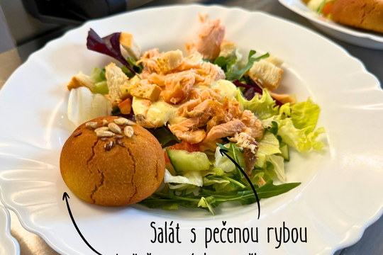 Když zdraví chutná: salát s pečenou rybou a domácí luštěninovou houstičkou Když zdraví chutná: salát s pečenou rybou a domácí luštěninovou houstičkou 1