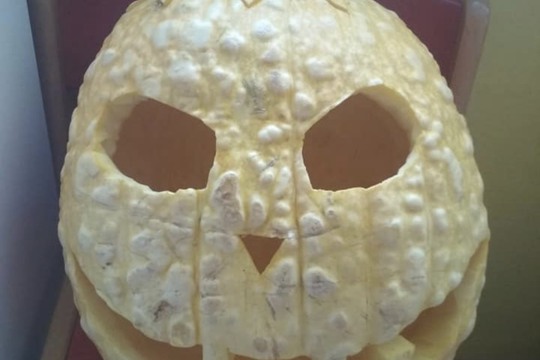Oslava Halloweena s naší vypěstovanou dýní.  1