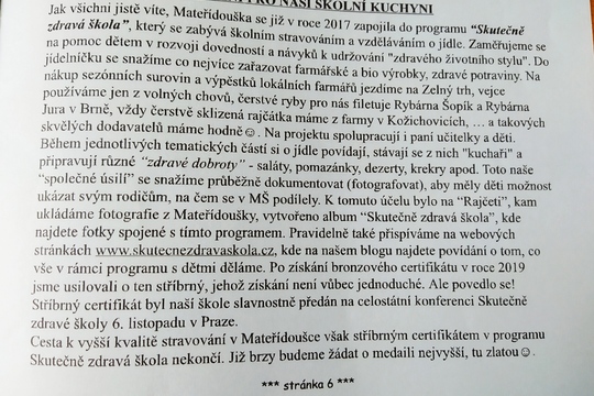 O naší práci v rámci programu SZŠ informujeme i rodiče 1