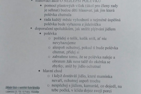 Žákovská stravovací rada 1