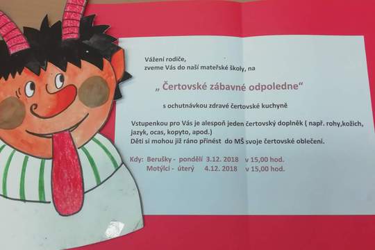  Čertovské zábavné odpoledne ve školce   (s ochutnávkou zdravé čertovské kuchyně) 1