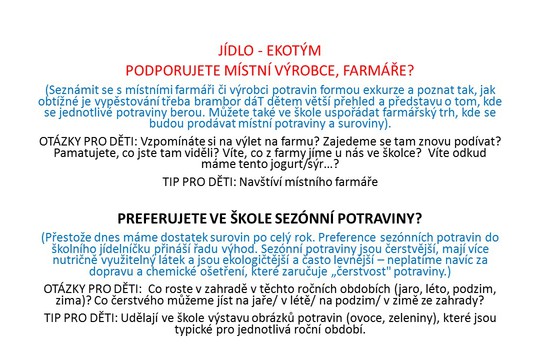 S Ekoškolkou začínáme analyzovat téma JÍDLO 1