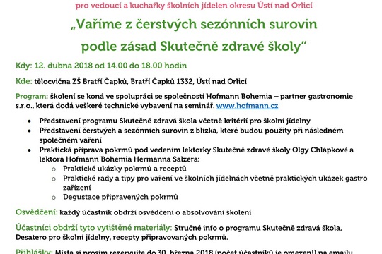 Vaříme podle zásad Skutečně zdravé školy – tentokrát v Ústí nad Orlicí! 1