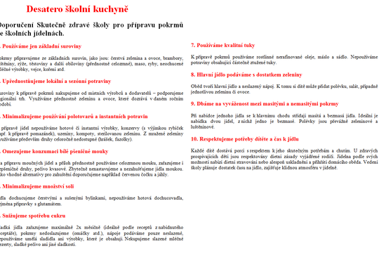 Návrhy dětí na zlepšení školního stravování a řídíme se desaterem školní kuchyně 1