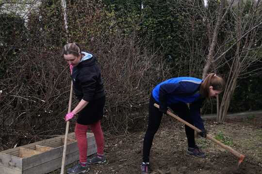 Nové vyvýšené záhony s pomocí rodičů v lesní školce Na Pasece 1